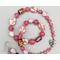 Necklace set | Mid-century rose pink, fuchsia Japanese glass beads, sterling silver leaf clasp