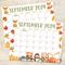 September 2024 Calendar Featuring Fall Animals