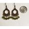 Copper hoop earrings with peridot green crystals size