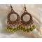 Swarovski peridot crystals with copper hoop earrings