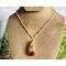 Dried Moss and Mushroom Gold Leaf Resin Pendant on Gold Colored Sterling Silver plated Copper Chain on Bust
