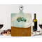 Handcrafted cherry wood serving board with a pastel green vintage flower truck and complimentary resin artwork in the center.
