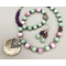 Necklace set | Reversible Southwest style sterling pendant, semi-precious stones — Burma jade, Kunzite, amethyst, strawberry quartz