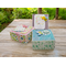 3 white paper gift boxes that have been decorated with colorful cardstock that can be used for any occasion