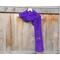 A pic of a purple scarf with balloons along its length.