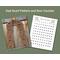Display of the Dad Crochet Scarf on a hanger in front of a wooden fence and a printable row counter.