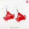 Red Crab Earrings Dangle Drop Style hand made by Bel Creative Arts