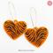 Tiger Striped Orange Heart Earrings Dangle Drop Style hand made by Bel Creative Arts