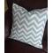 Beige & blue chevron print throw accent pillow covers 20" x 20" square handmade.