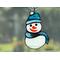 Snowman Stained Glass Ornament in direct sunlight.