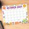 Groovy Retro October 2024 Calendar Printable