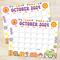 Groovy Retro October 2024 Calendar Printable