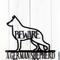 Close up of German Shepherd silhouette on our German Shepherds metal wall decor, in matte black powder coat.
