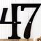 Close up of our 2 digit metal house number plaque, in matte black powder coat.