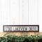 Rectangular metal hanging address sign, in silver vein powder coat.
