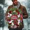 Man holding Merry Christmas wreath with plaid ornament, red berries, and white ribbons against a snowy winter backdrop.