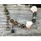 Boho style bracelet with vintage lucite shell beads and brass chain