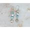 3 light blue larimar cube beads on wire with small textured pewter dangles on handcrafted silver earring wires