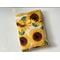 This sunflower book sleeve with pocket has a white background with large sunflowers.