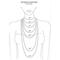 necklace lengths from 14 to 16" choker, 18" princess, 20 to 24" matinee, 30" opera, 35" ropes and lariats, and where they fall on the body