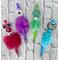 Photo of 5 beaded mama faux fur pens. From left to right: Red, Purple, Green and Blue. Pens are sold individually.