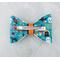 Back view of Teal & black Halloween print hair bow with loops of orange ribbon. 4 layers total. Bow is sold individually. 
