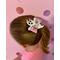 My 4 year old daughter modeling the white & black ghost shaped bow, w/ pink glitter spider web design. Ghost is wearing tiny pink bow. 