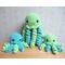 plush jellyfish mama and babies, blue and lime green