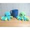 plush jellyfish mama and babies, blue and lime green