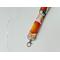 a close up of the orange key chain with a silver lobster claw