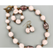 Necklace set | Pale pink vintage glass beads, purple-violet/silver foil focals