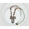 Maroon and pink toned large jasper pendant, Czech glass and brass leaves, brass pine cones, mookaite beads, brass chain and magnetic clasp
