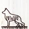 Close up of German Shepherd silhouette on our metal sign, in copper vein powder coat.