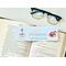 this coffee bookmark has a light blue background with the word in 'Good...' in pink and the words 'Morning Coffee Lover' in green in the middle. there are coffee cup on either side