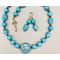 Necklace set | Antique and vintage turquoise glass beads, foil accents, charming bronze clasp