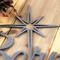 Close up of silver vein powder coat on our Unto Us a Savior is Born metal sign.