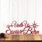 Unto us a Savior Is Born script metal wall art, with a Christmas star, in red gloss powder coat.