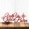 Unto Us A Child Is Born metal wall art with Christmas star, in red gloss powder coat.