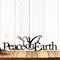 Peace on Earth metal wall art with Christmas dove, in matte black powder coat.