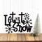 Let it Snow metal wall art with snowflakes, in matte black powder coat.