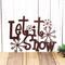 Let it Snow metal wall decor with snowflakes, in copper vein powder coat.
