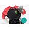 Christmas Raglan Green Monogram Shirt with Santa Hat and Matching Sticker - Personalized Holiday Tee