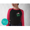 Christmas Raglan Green Monogram Shirt with Santa Hat and Matching Sticker - Personalized Holiday Tee