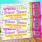 Editable Spring Fling School Dance Ticket Template for PTO Fundraiser PTA Event