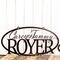 Oval family first names and last name metal plaque, in copper vein powder coat. 