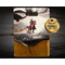 Teak root, 16x12x1-inch charcuterie cheese board, lone cowboy riding his bay horse, pure silver accents, blue, black, and white resin.