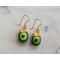 Polymer Clay, gold-colored Sterling Silver earrings with Crystal accents