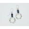Silver earrings with  two lapis lazuli rhondelle beads, textured and wavy pewter washer dangles, and Argentium silver ear wires