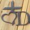 Close up of silver vein powder coat on our personalized name sign with cross and heart.