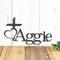 Christian custom metal name plaque with a cross and heart, in silver vein powder coat.